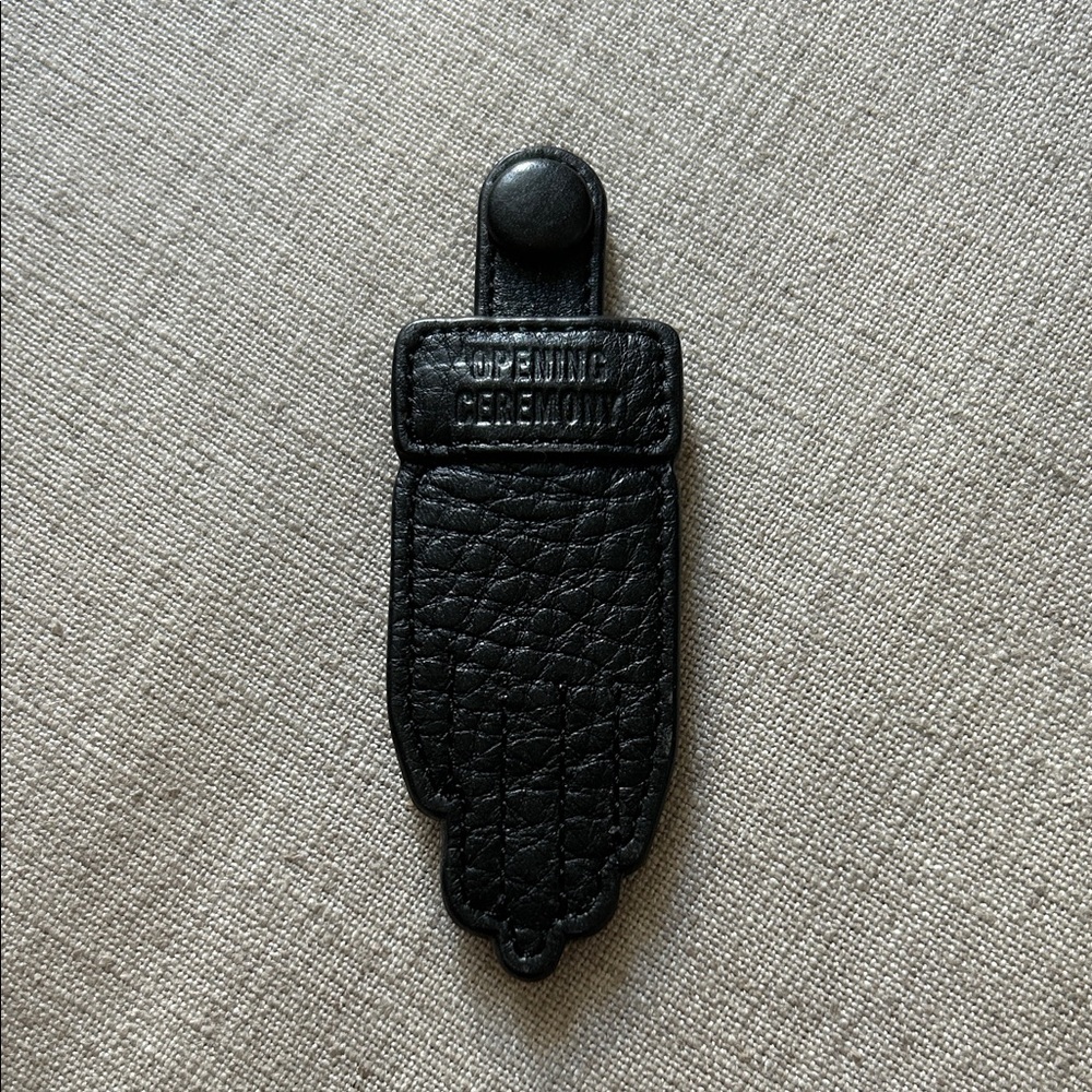Brand New Opening Ceremony Black Leather Hand Keychain
